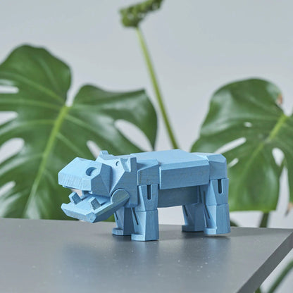 Morphits® Modern Wooden Hippo Decor – Interactive Puzzle & Art Piece