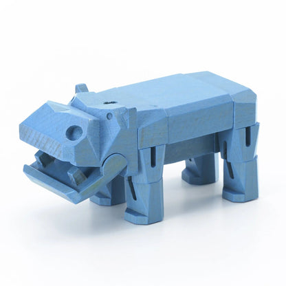Morphits® Modern Wooden Hippo Decor – Interactive Puzzle & Art Piece