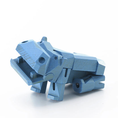 Morphits® Modern Wooden Hippo Decor – Interactive Puzzle & Art Piece