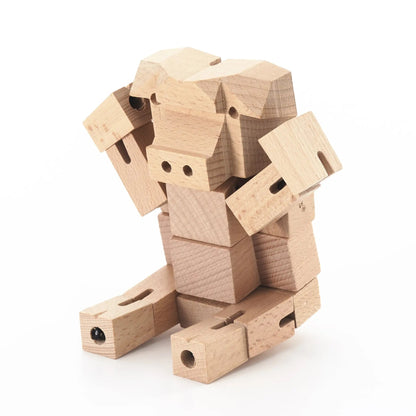 Morphits® Modern Wooden Pig Decor – Interactive Puzzle & Art Piece