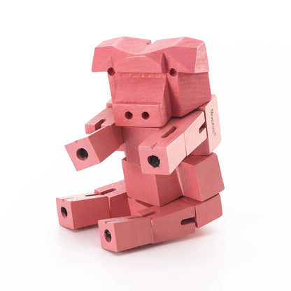Morphits® Modern Wooden Pig Decor – Interactive Puzzle & Art Piece