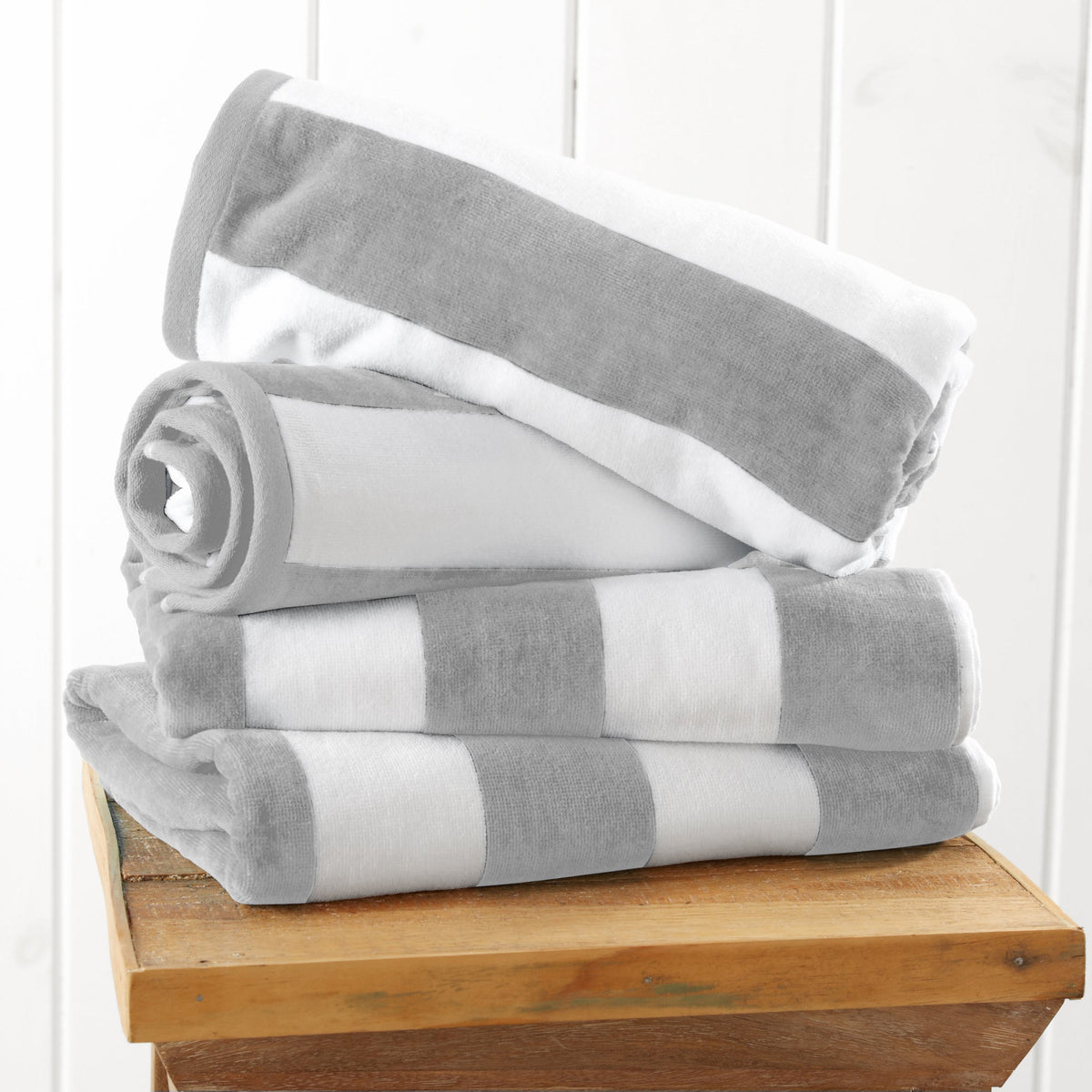 Cotton Velour Cabana Stripe Beach Towel | Novia Collection