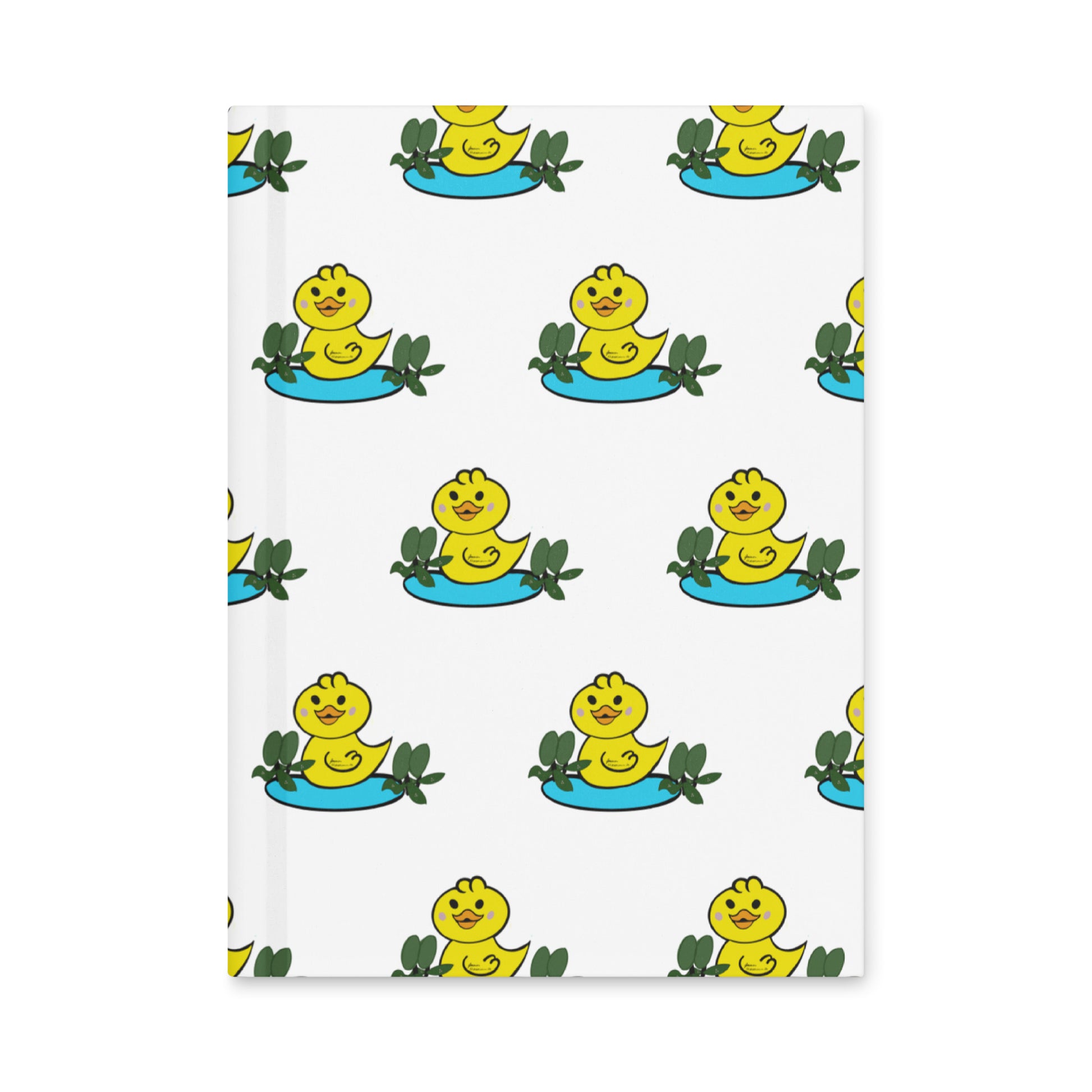 Paint Your Palette Notebook with yellow duck pattern on a white background