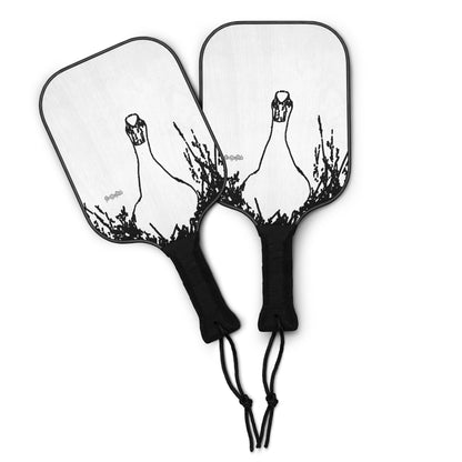 Paint Your Palette brand pickleball paddle set with a black line drawing of a duck on a white background.