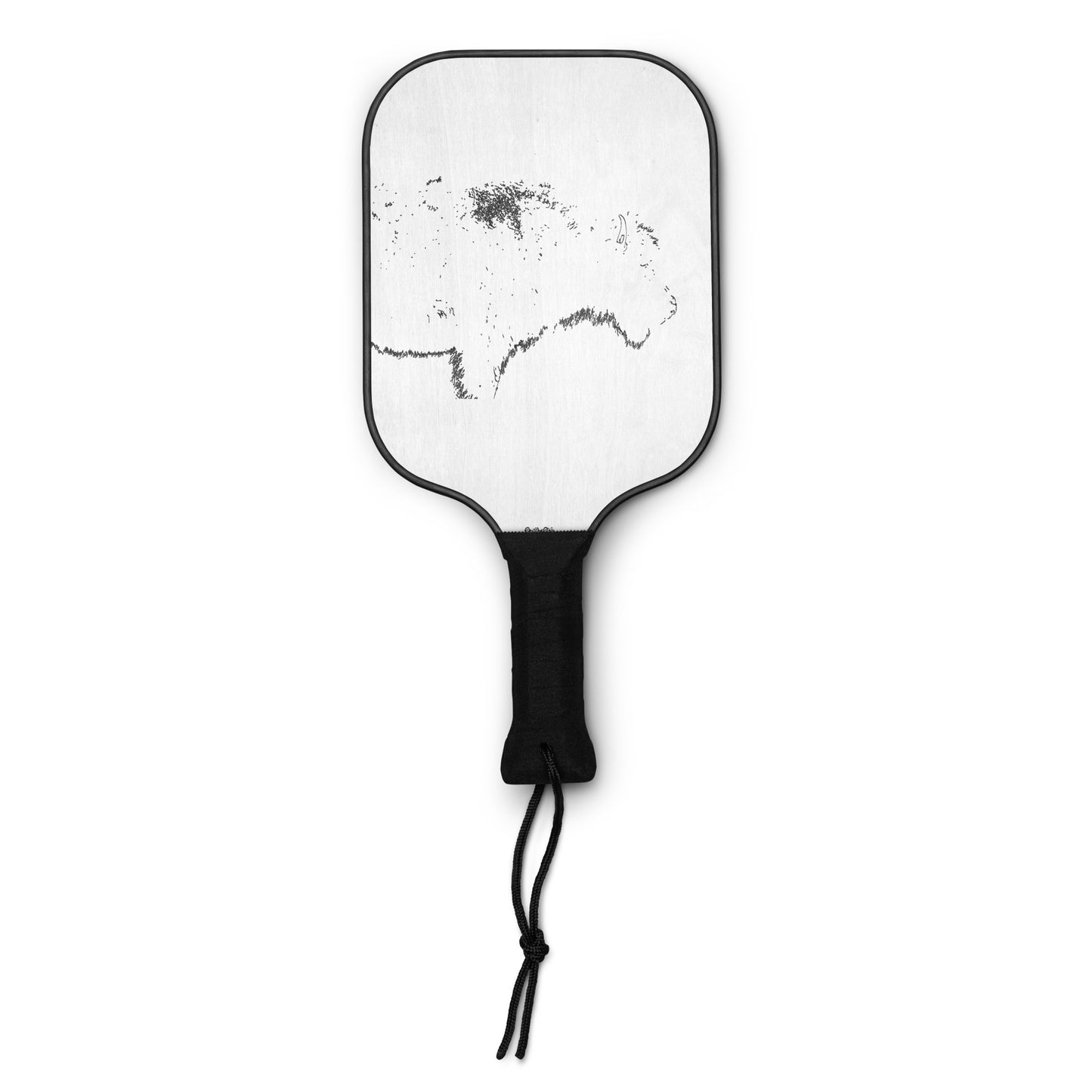 Paint Your Palette Style paddle with line buffalo illustration on white background with black handle