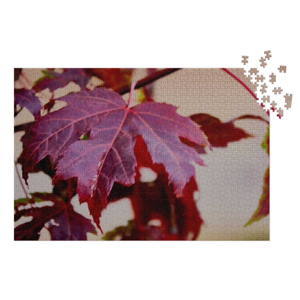 Your Suggested Brand Jigsaw puzzle with red maple leaf on white background