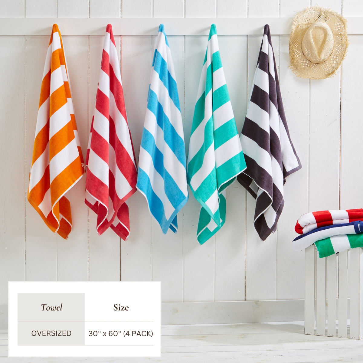 Cotton Velour Cabana Stripe Beach Towel | Novia Collection