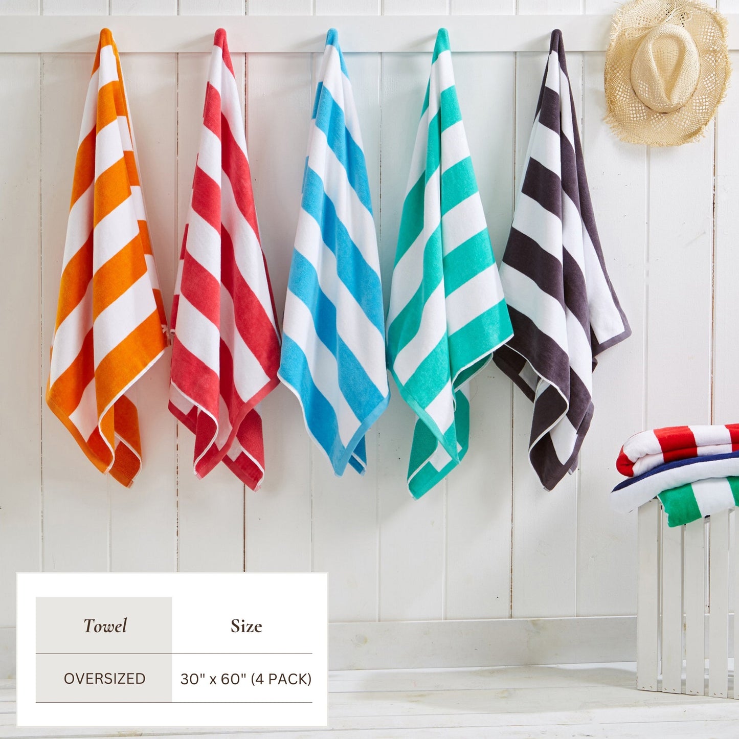 Cotton Velour Cabana Stripe Beach Towel | Novia Collection