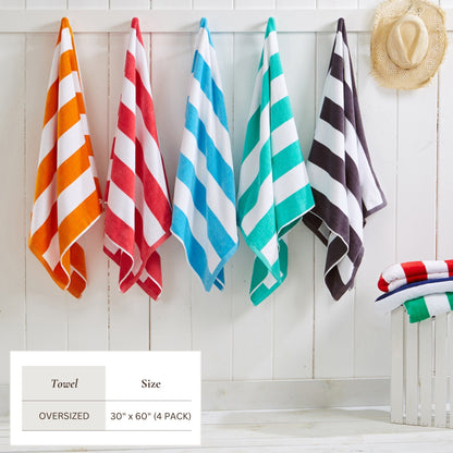 Cotton Velour Cabana Stripe Beach Towel | Novia Collection