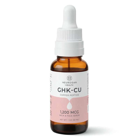 Bottle of Neurogan GHK-CU serum with dropper on a white background