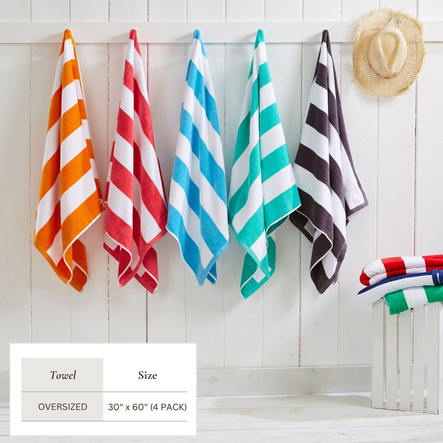 Cotton Velour Cabana Stripe Beach Towel | Novia Collection