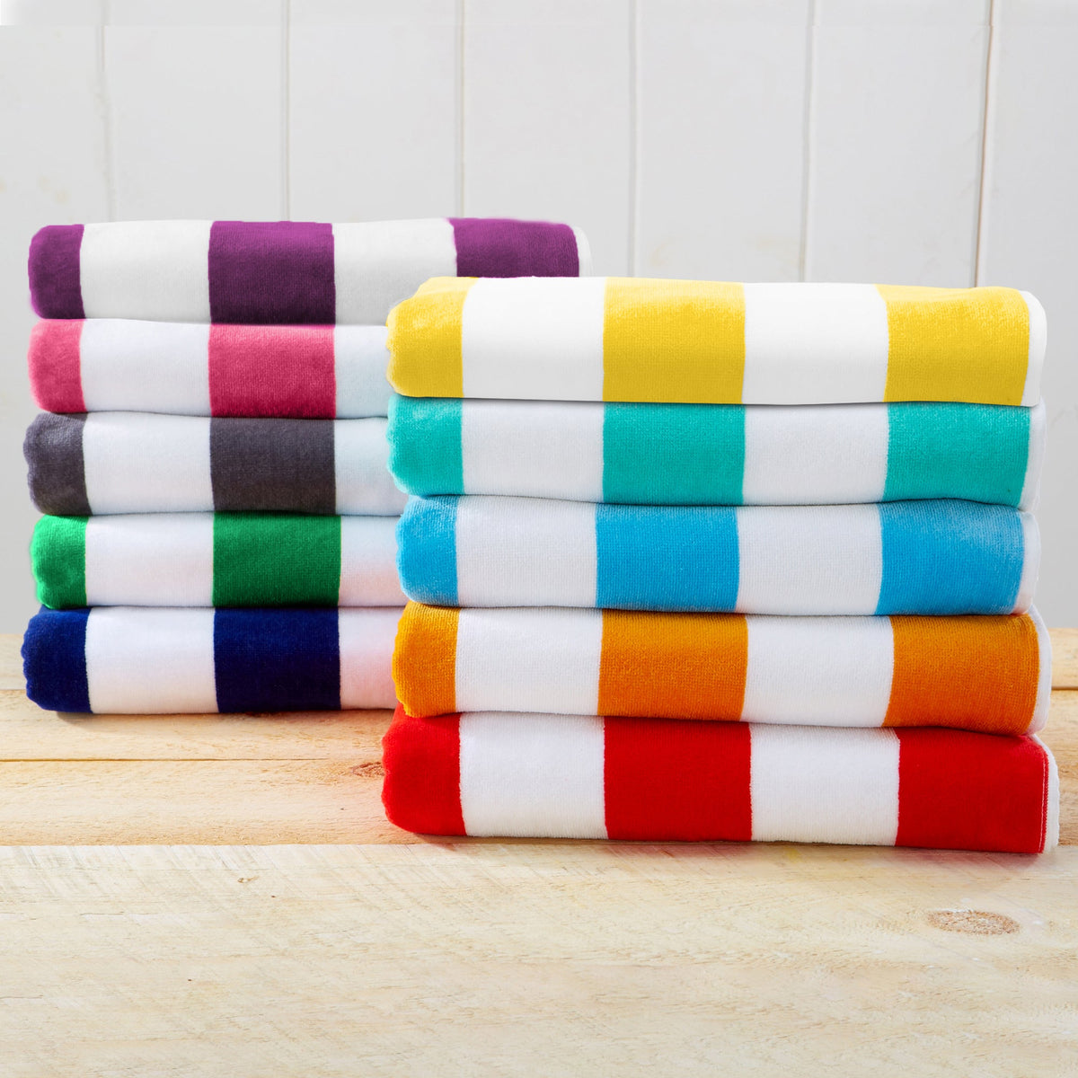 Cotton Velour Cabana Stripe Beach Towel | Novia Collection