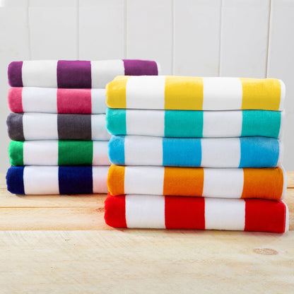 Cotton Velour Cabana Stripe Beach Towel | Novia Collection