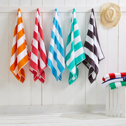 Cotton Velour Cabana Stripe Beach Towel | Novia Collection