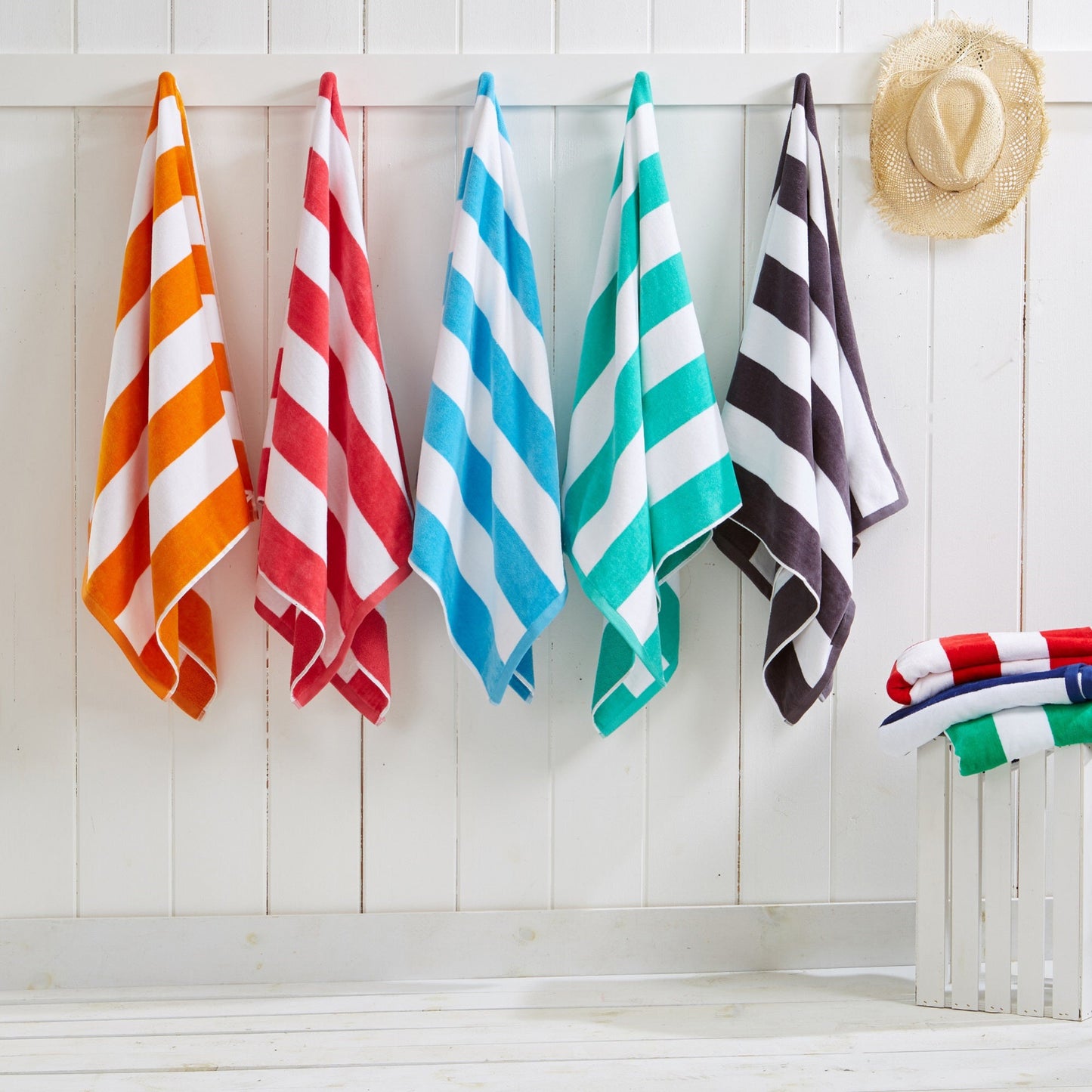Cotton Velour Cabana Stripe Beach Towel | Novia Collection