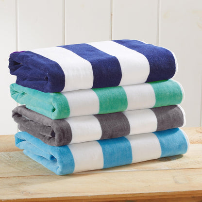 Cotton Velour Cabana Stripe Beach Towel | Novia Collection