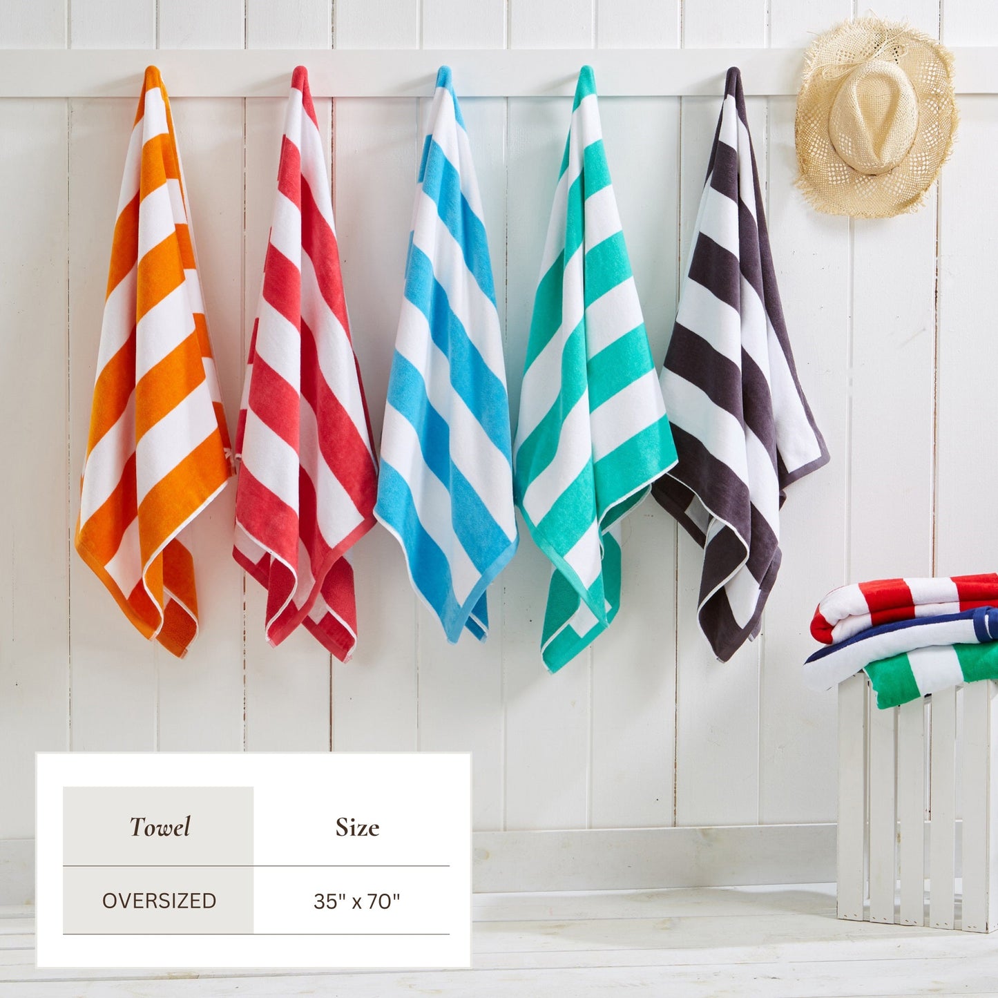 Cotton Velour Cabana Stripe Beach Towel | Novia Collection