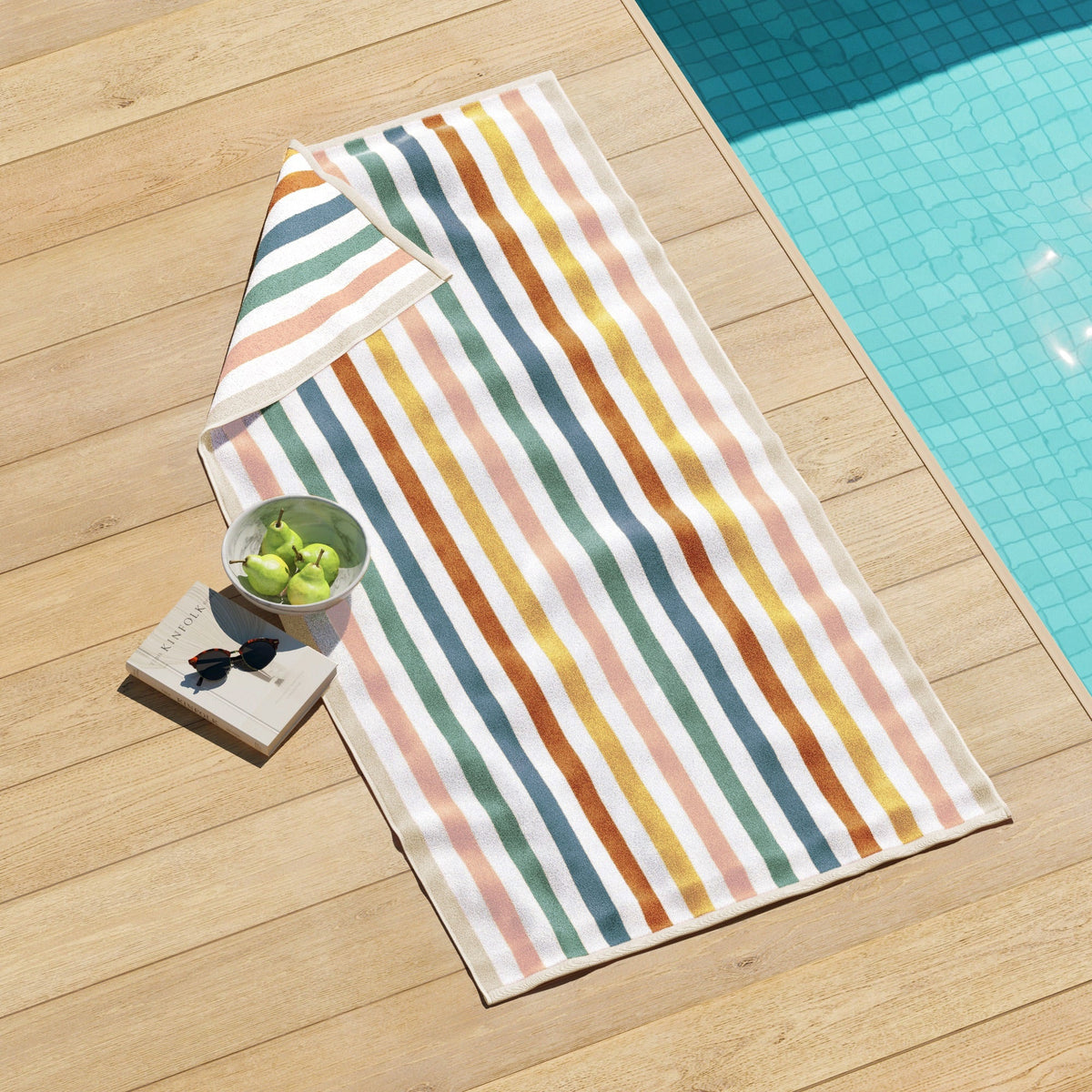 Oversized Striped Border Cabana Beach Towel - Santa Cruz