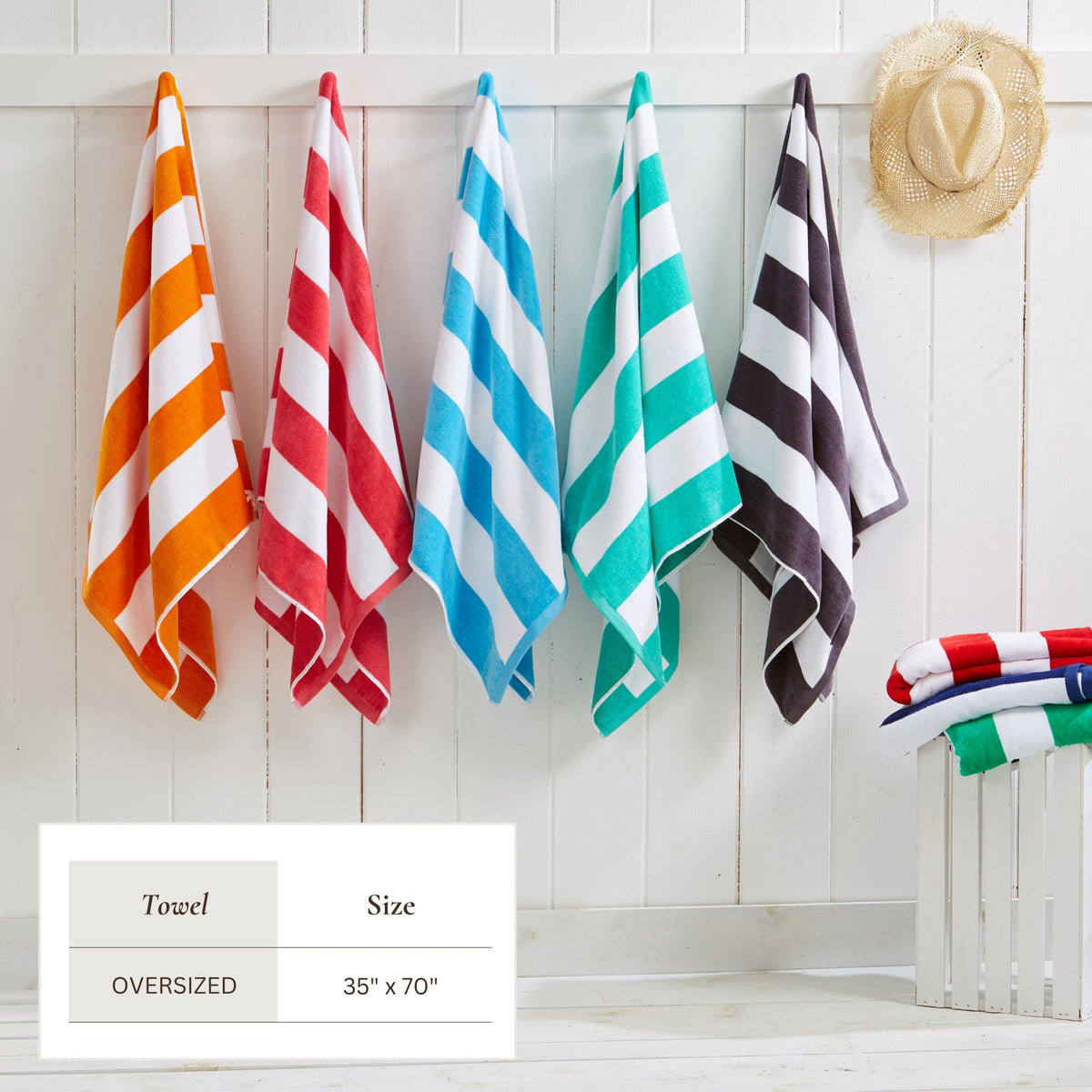 Cotton Velour Cabana Stripe Beach Towel | Novia Collection