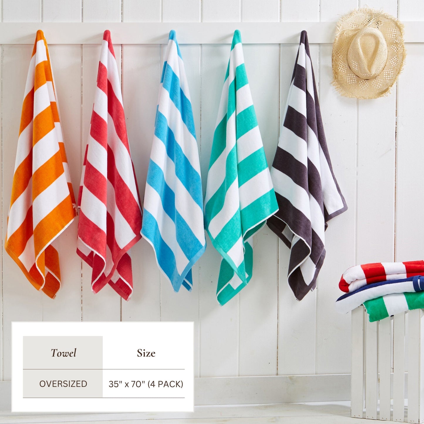 Cotton Velour Cabana Stripe Beach Towel | Novia Collection