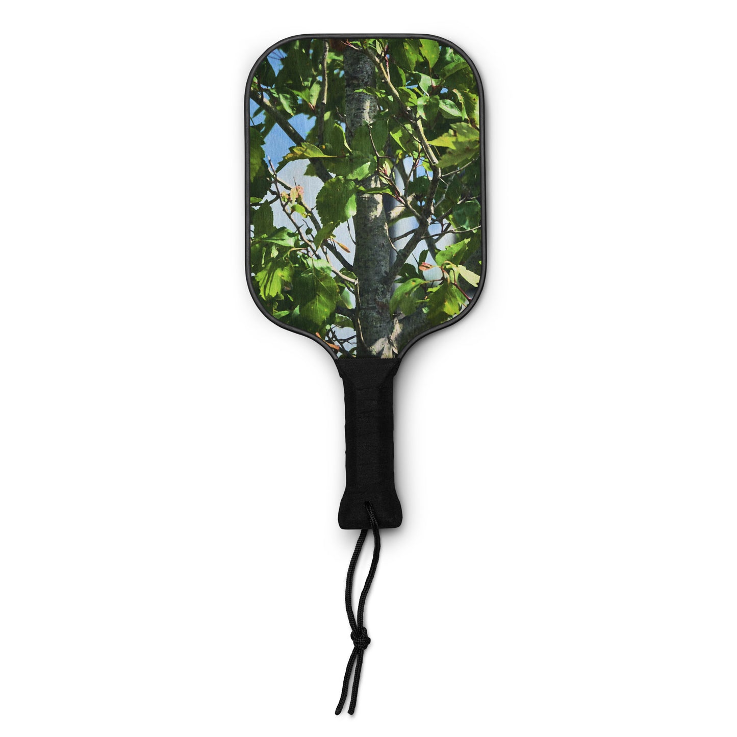 Your Suggested Brand Pickleball paddle with photograph of a tree